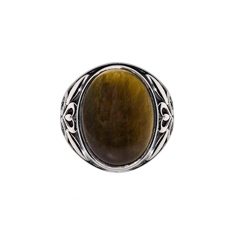 Bague Homme Symbol Argent Pierre oeil De Tigre