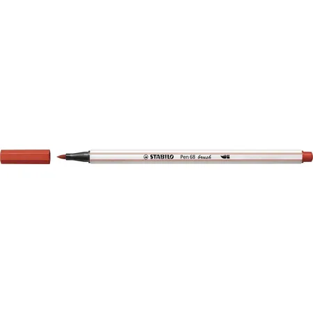 Premium-Filzstift mit Pinselspitze für variable Strichstärken - STABILO Pen 68 brush - Einzelstift - carminrot
