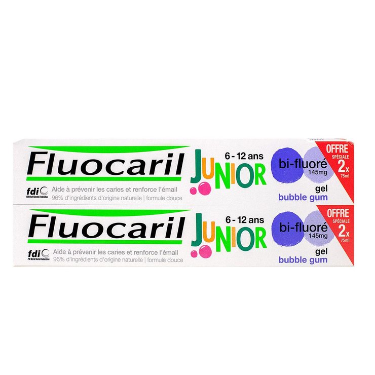 Junior 6-12 ans dentifrice gel Bubble 2x75ml