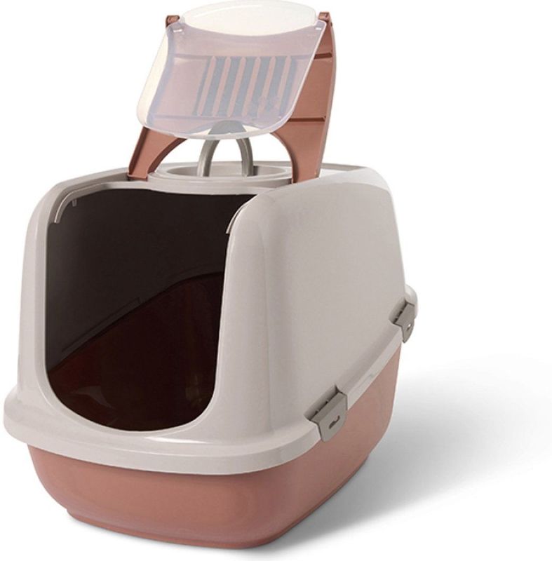 Savic - Nestor Jumbo XXL - Kattentoilet - Champagne Roze/Toscane Rood - Inclusief 2 Extra Filters en 6 Zakjes