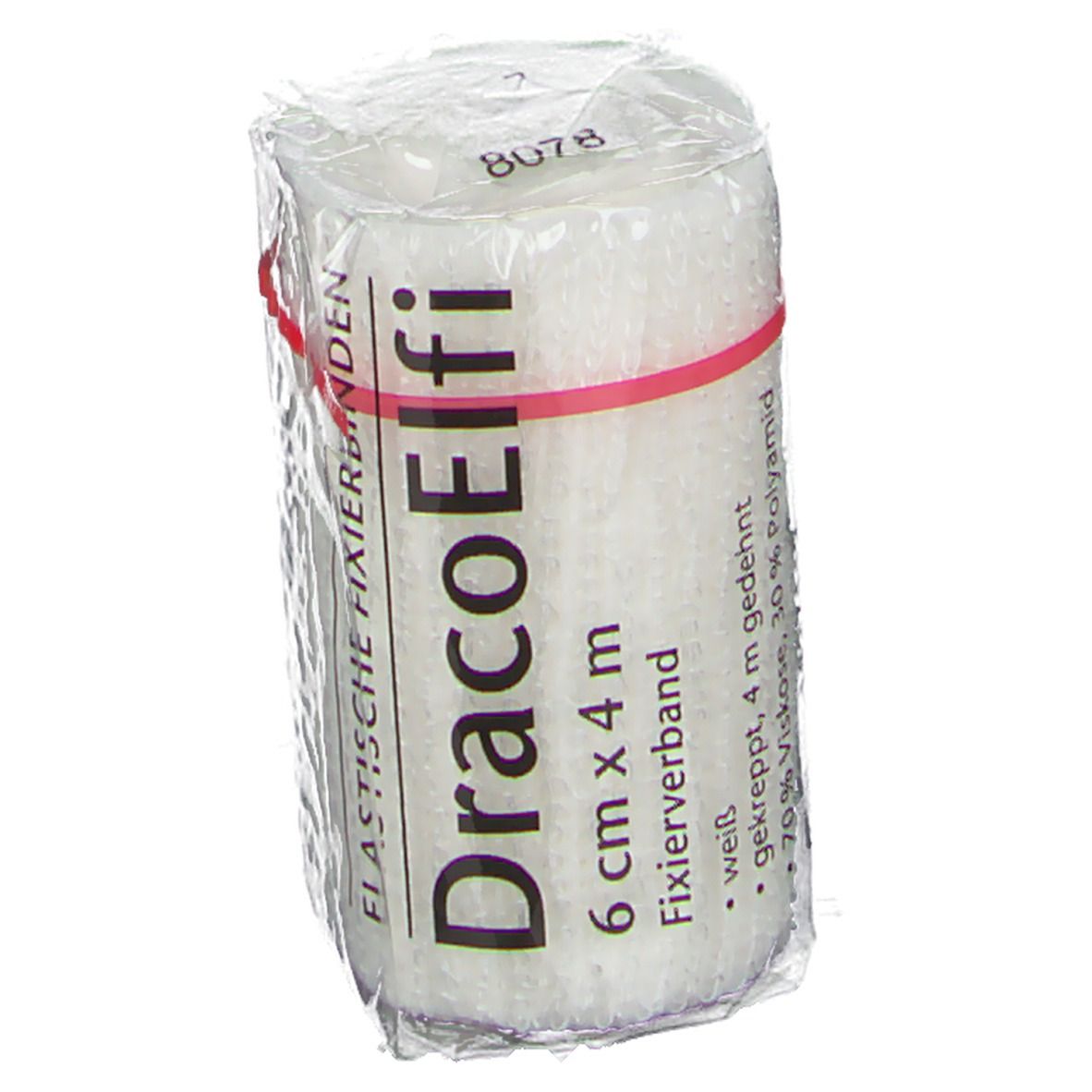DracoElfi elatische Fisxierbinde 6 cm x 4 m cellophaniert