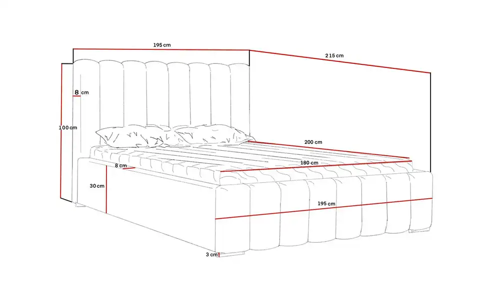 Polsterbett mit Stauraum Golden Premium 180x200 cm Beige