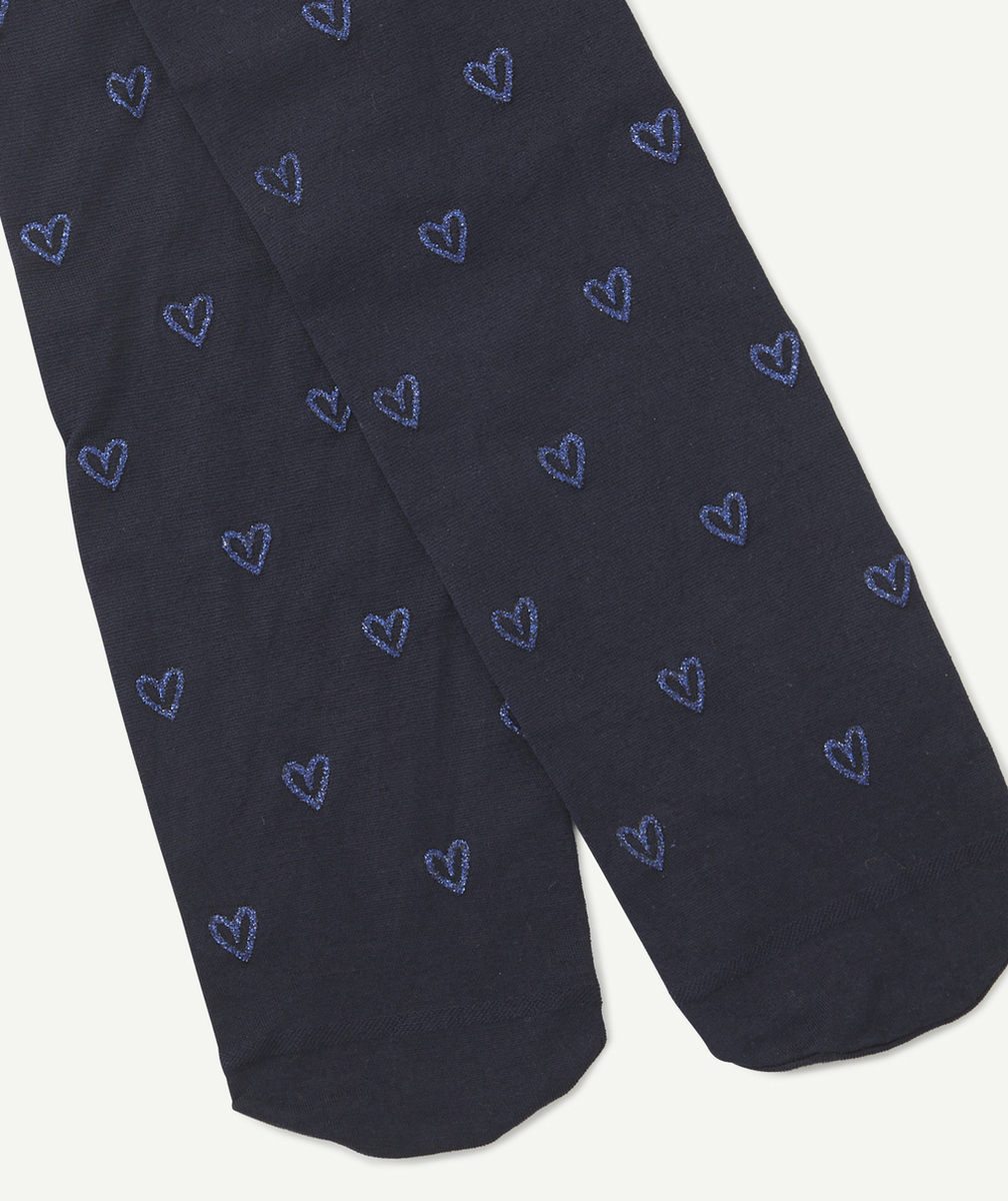 COLLANTS EN VOILE BLEU MARINE IMPRIMÉ COEURS