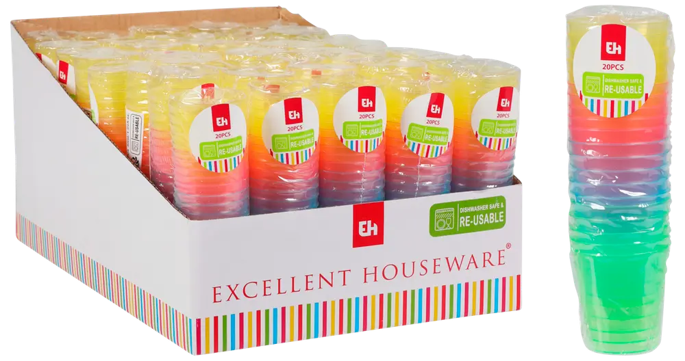 Shotglas farvet 3 cl genanvendelig 20-pak