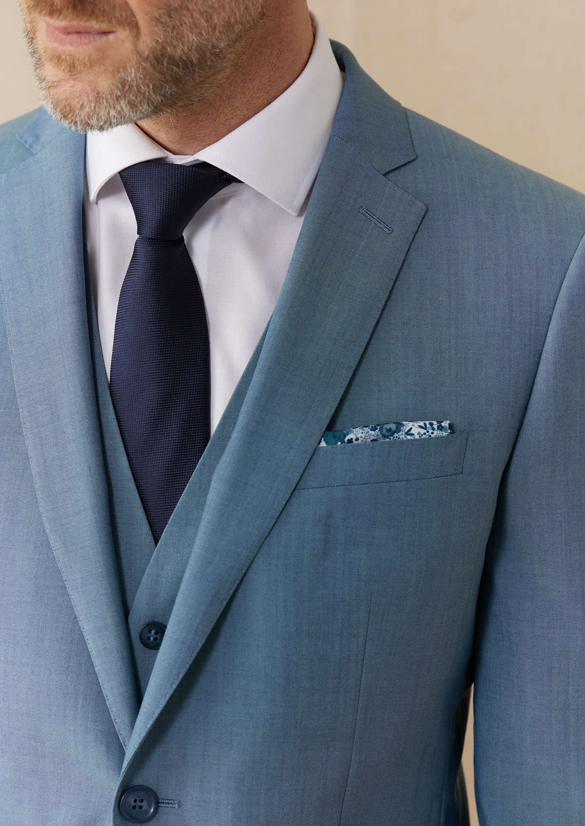 Costume 2 pièces Slim en laine unie bleu céruléen