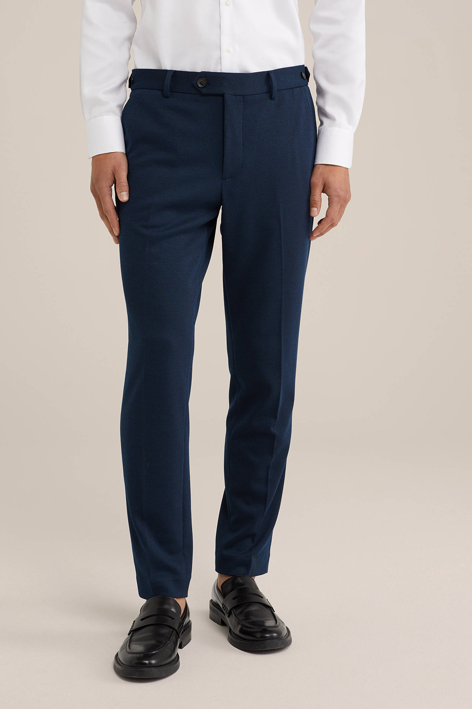 WE Fashion slim pantalon donkerblauw