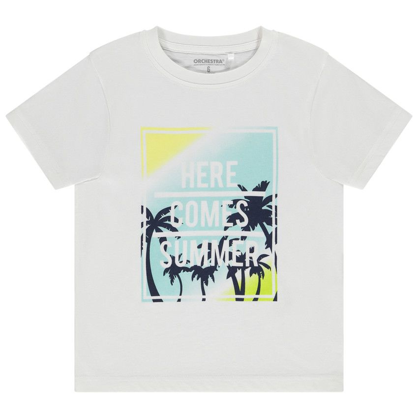 T-shirt manches courtes print palmiers pour garçon - Blanc