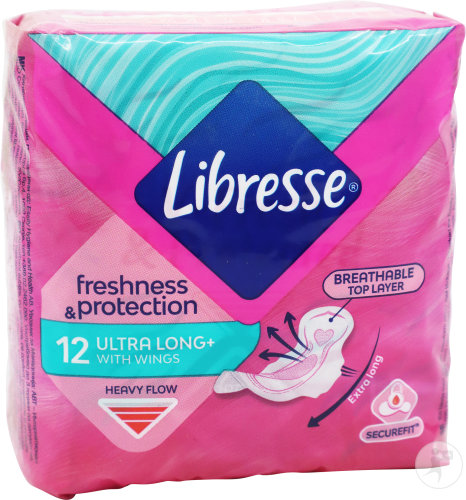 Libresse Ultra Long Plus Serviettes Hygiéniques Avec Ailettes 12 Pièces