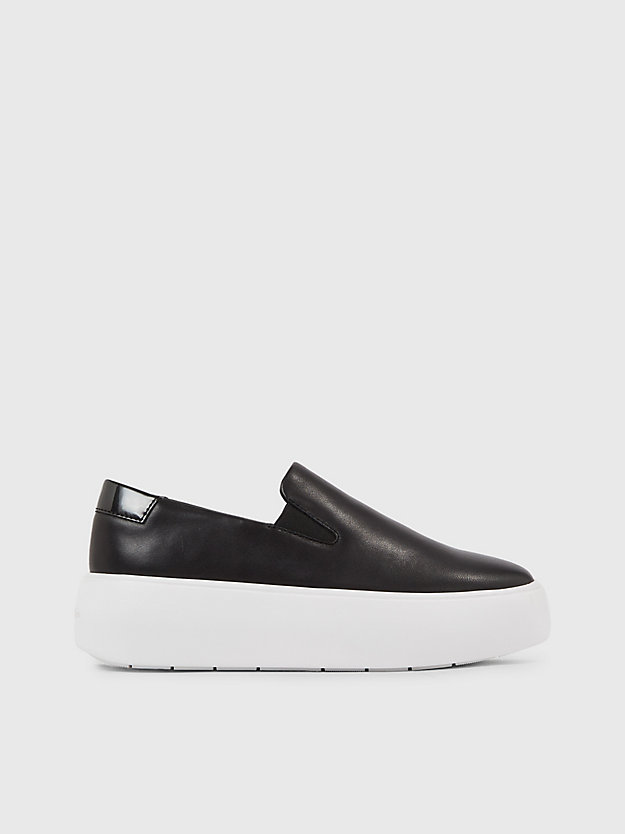 Sapatos plataforma de couro sem cadarço