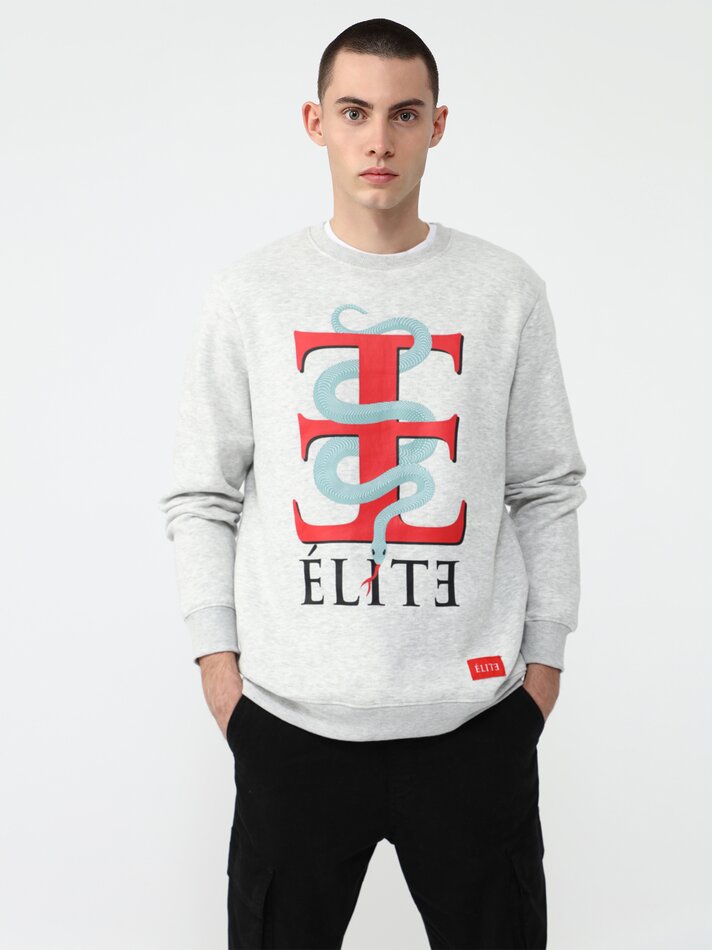 Moletom Elite Netflix com estampa - Cinza Mesclado