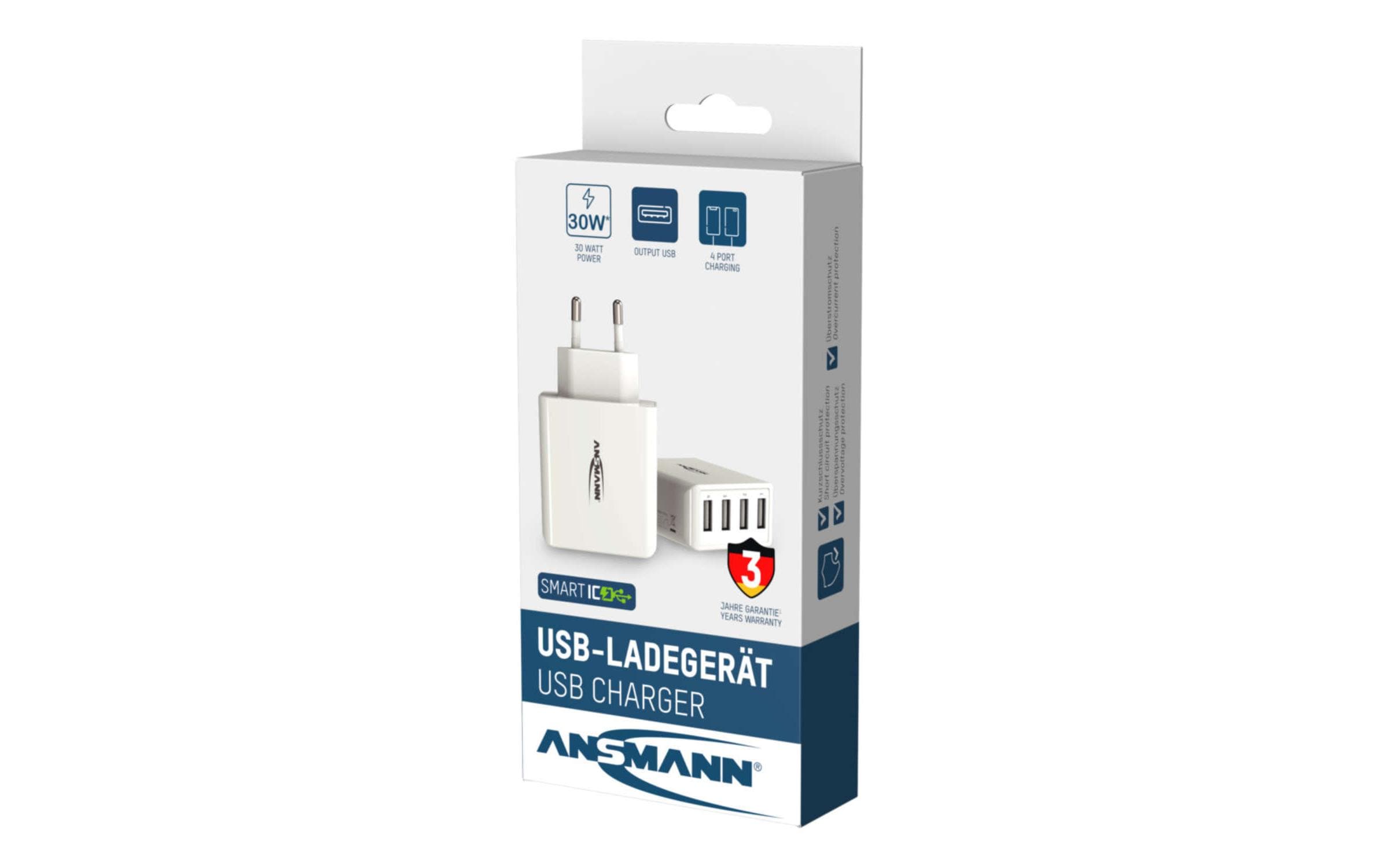 USB-Wandladegerät Home Charger HC430, 4x USB, 30 W, WeissLeistungsstarker Indoor USB-Ladeadapter
