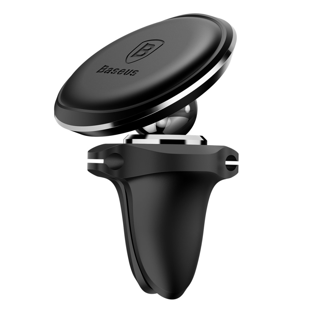 360° Grad Magnet Auto KFZ Mini Alu Halterung mit Kabelhalterung - Schwarz