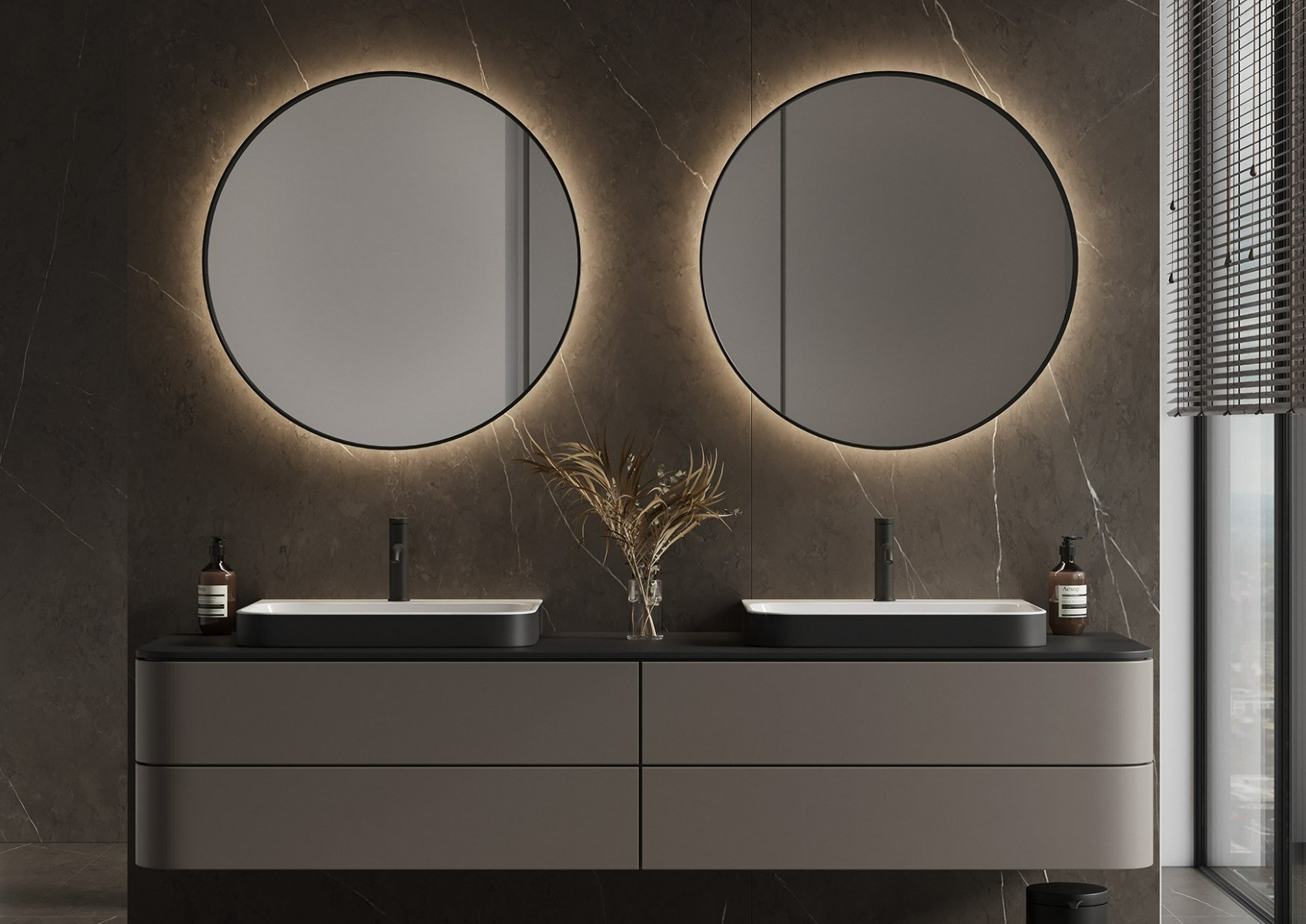 Martens Design Toronto spiegel met LED verlichting, spiegelverwarming en sensor 100cm mat zwart