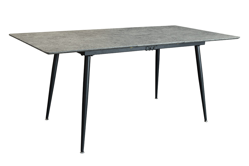 Ausziehbarer Esstisch APARTMENT 120-160cm grau Beton-Design schwarzes Metallgestell
