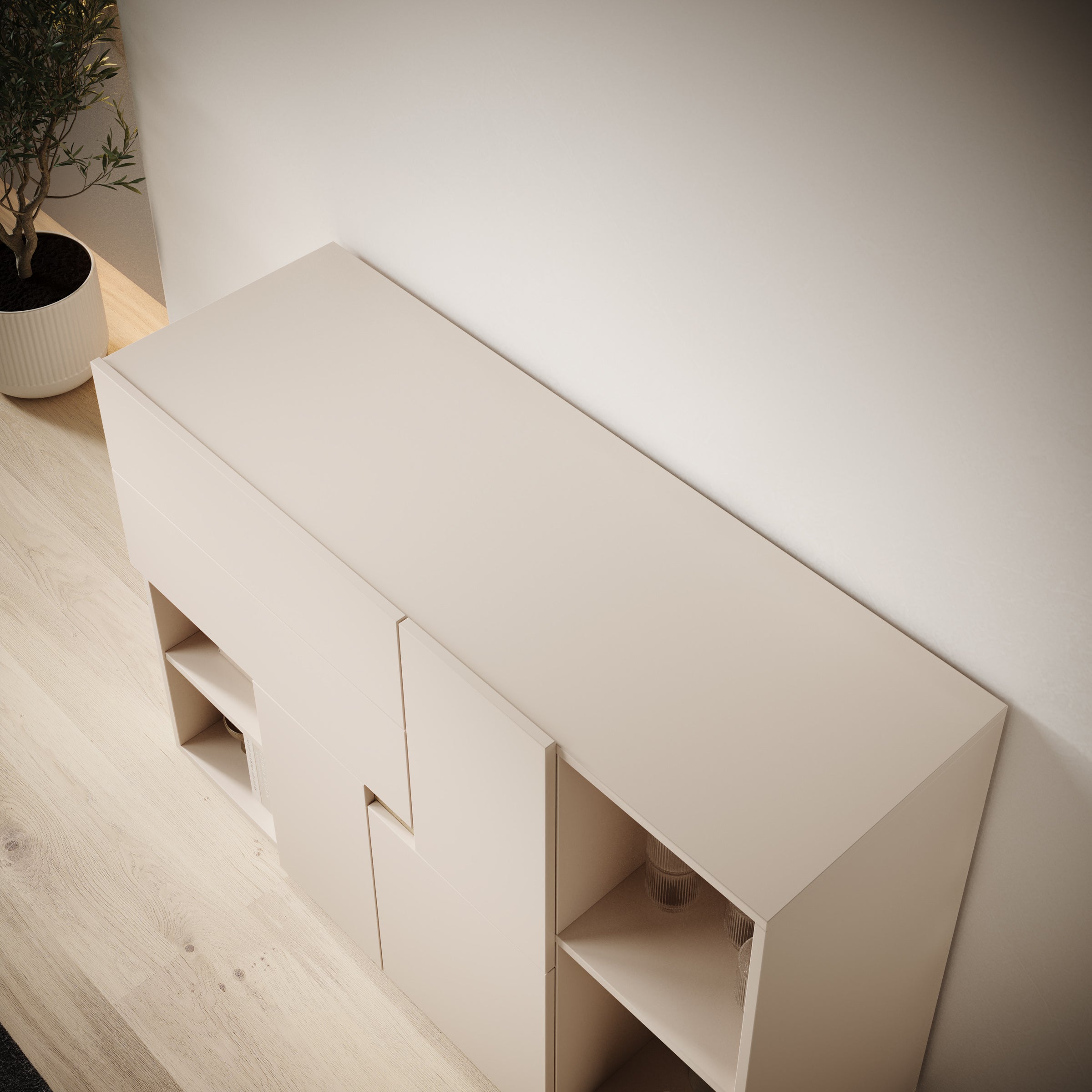 Meubella - Lombok - Dressoir - Beige - 120x42x85 cm