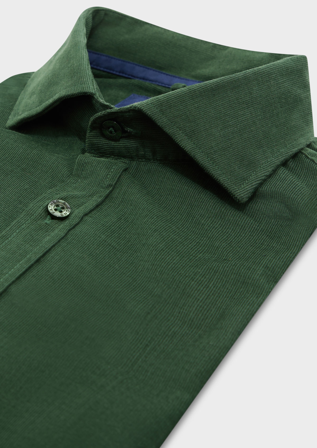 Chemise sport Slim en velours côtelé uni vert sapin
