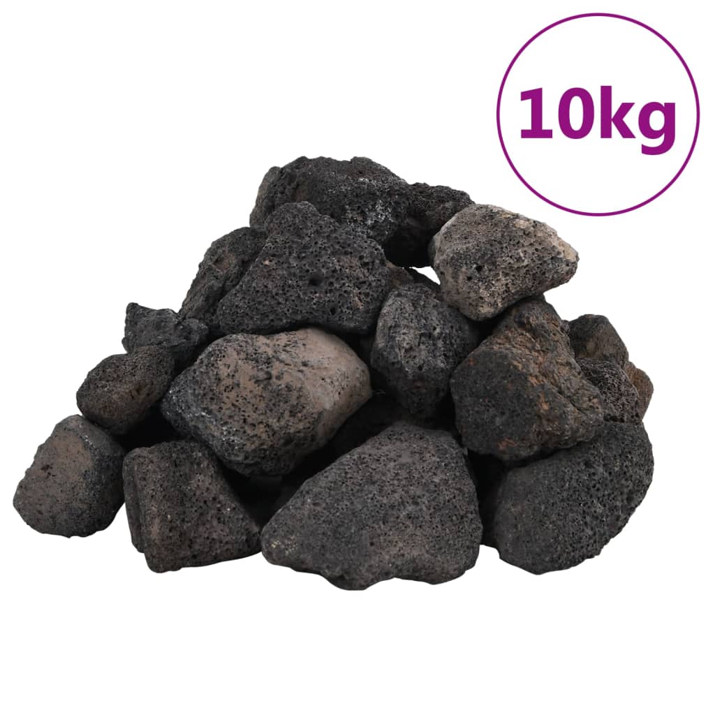vidaXL Rochas vulcânicas pretas 10 kg 5-8 cm