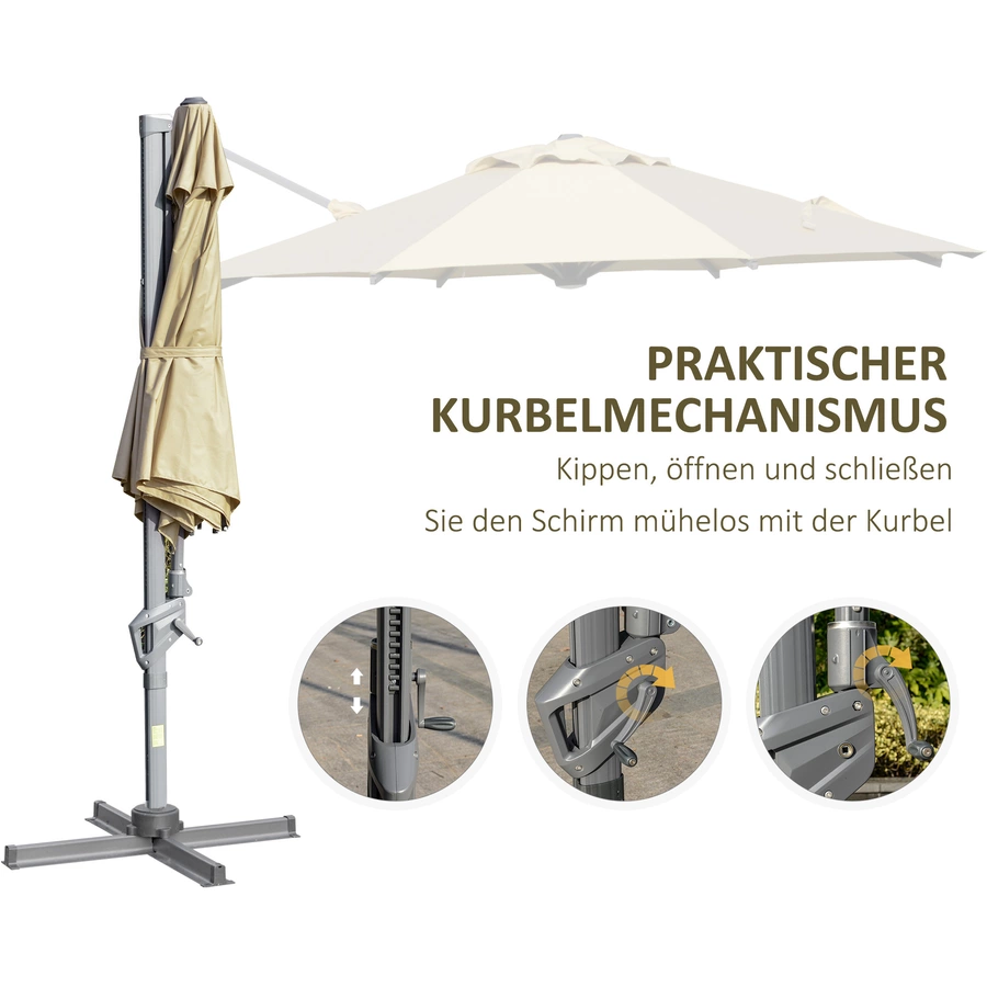Outsunny Sonnenschirm mit verstellbarem Neigungssystem braun