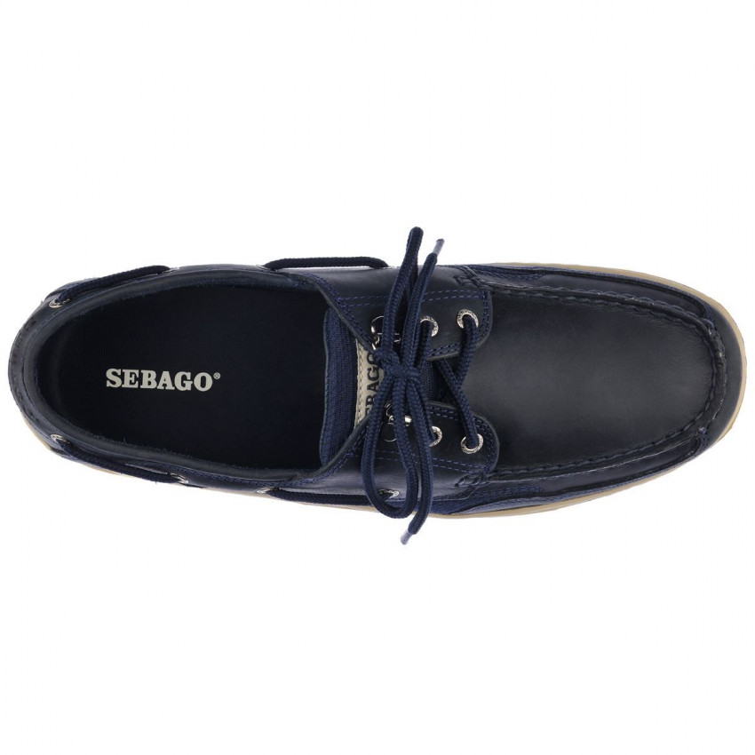 CLOVEHITCH II FGL WAXED Blue Navy-Chaussures bateau pour homme en cuir huilé/ciré