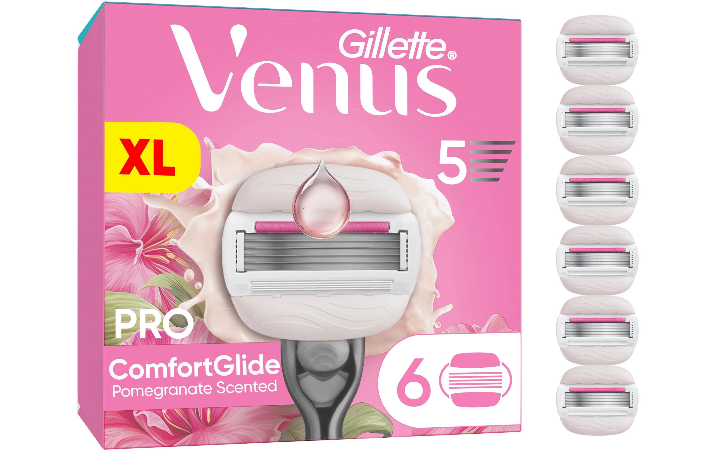 Rasierklingen Pro ComfortGlide 6 StückErsatzklingen für Damen mit langlebigem Metallhandstück und Duschhalterung