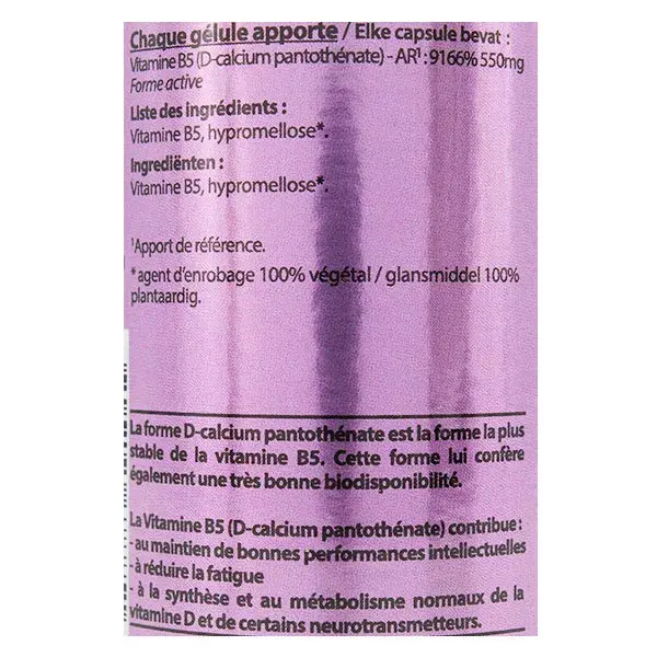 Vit'all+ Vitamina B5 550mg 60 cápsulas vegetais