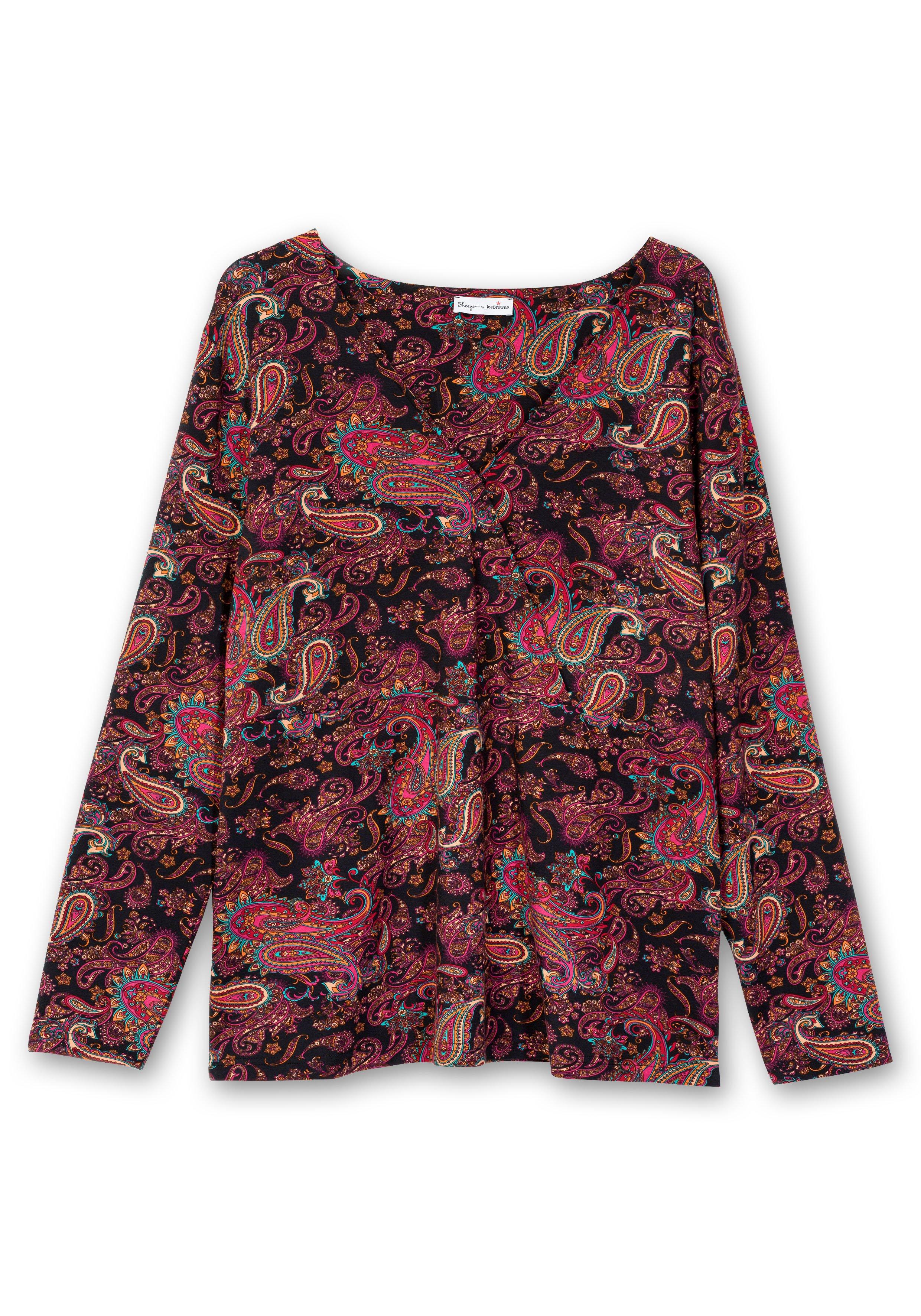 Langarmshirt in Wickeloptik, mit Paisleydruck