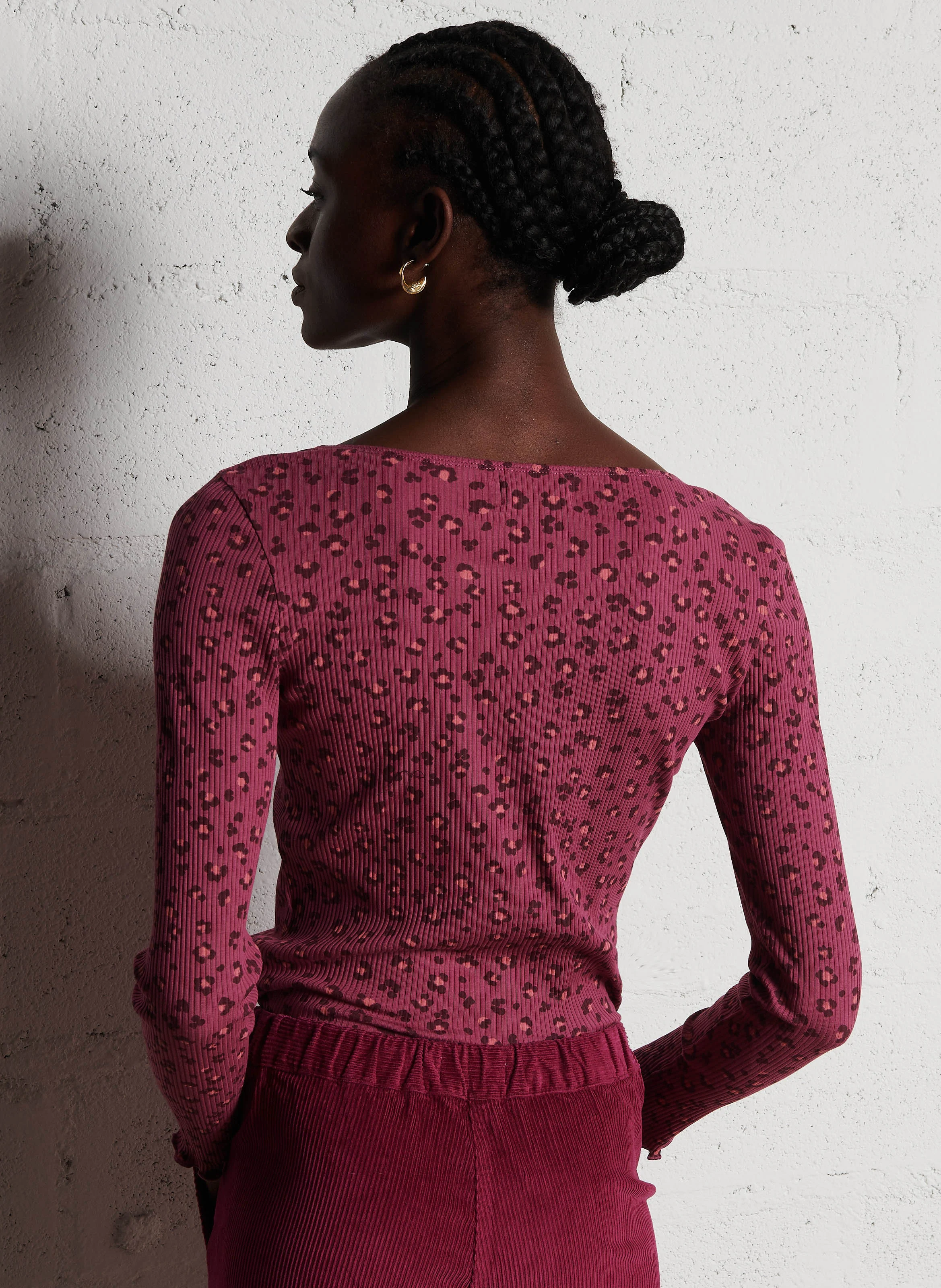 HAILEY - Tee-shirt col rond en coton mélangé | Violet
