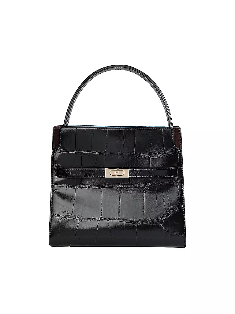 TORY BURCH Ledertasche - Henkeltasche LEE RADZIWILL CROC Small schwarz