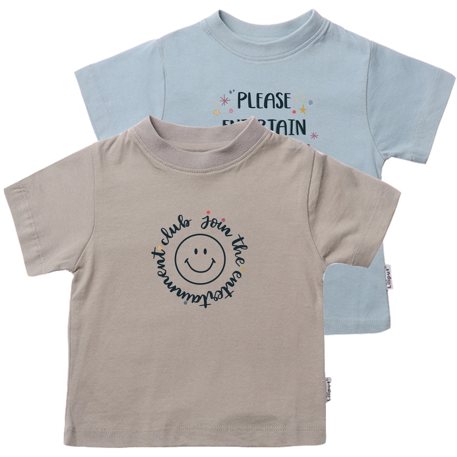 Liliput T-Shirt im 2er-Pack Please entertain me oliv-hellblau