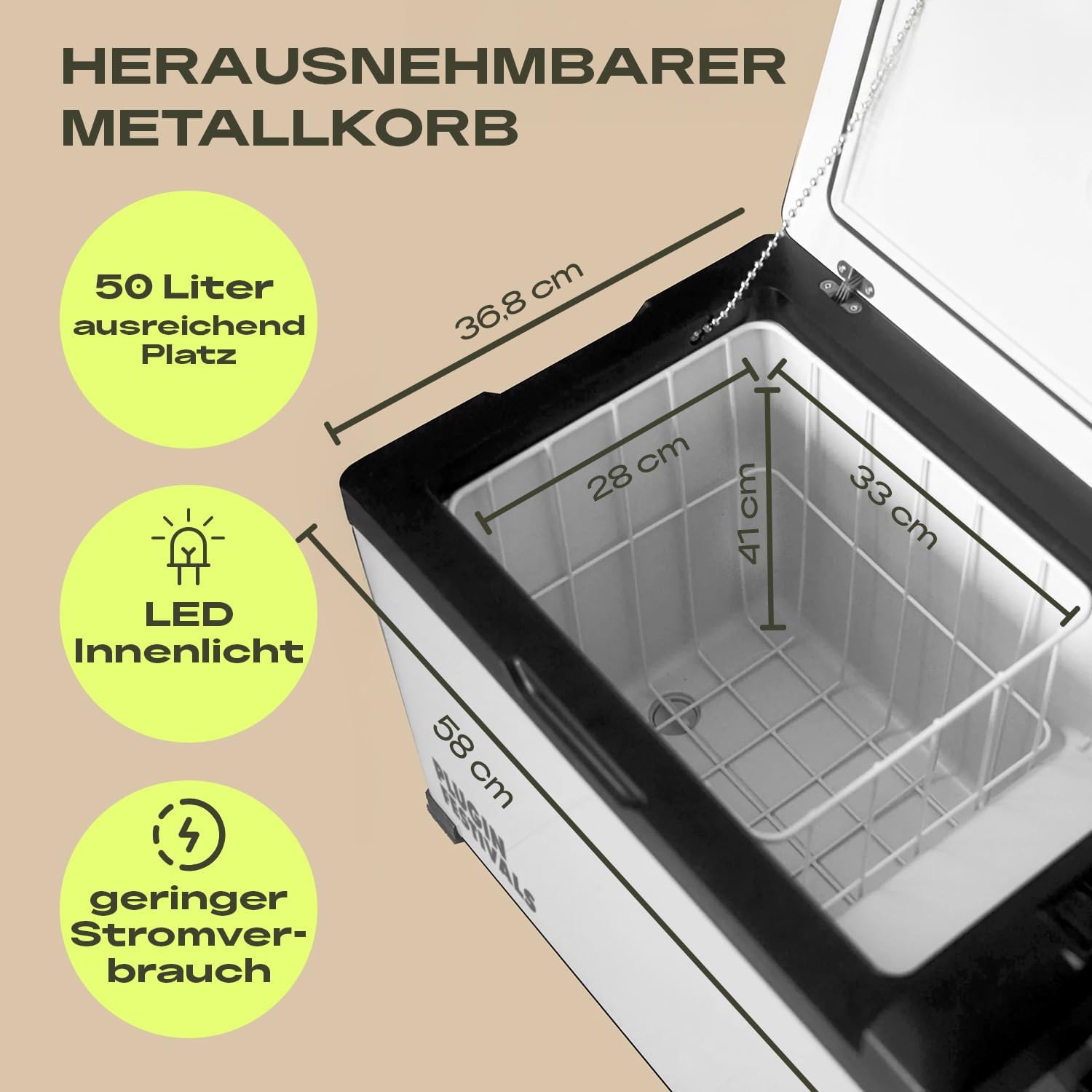 elektrische Kühlbox - Kompressor Gefrierbox bis -20 Grad - Kühlbox Auto - Camping Kühlschrank - Powerstation zum Kühlen - 12V 230V - 50 Liter
