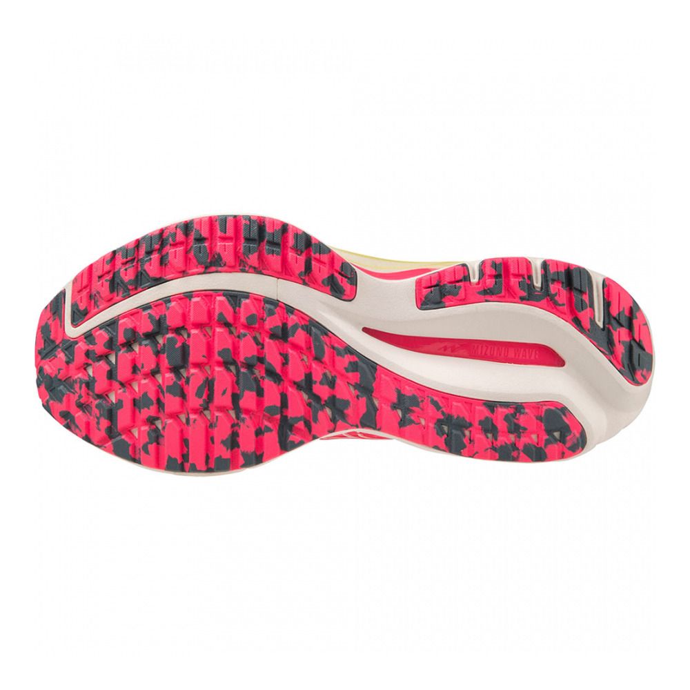 Mizuno WAVE INSPIRE 19 - Chaussures running Femme high-vis pink/snowwhite/luminous
