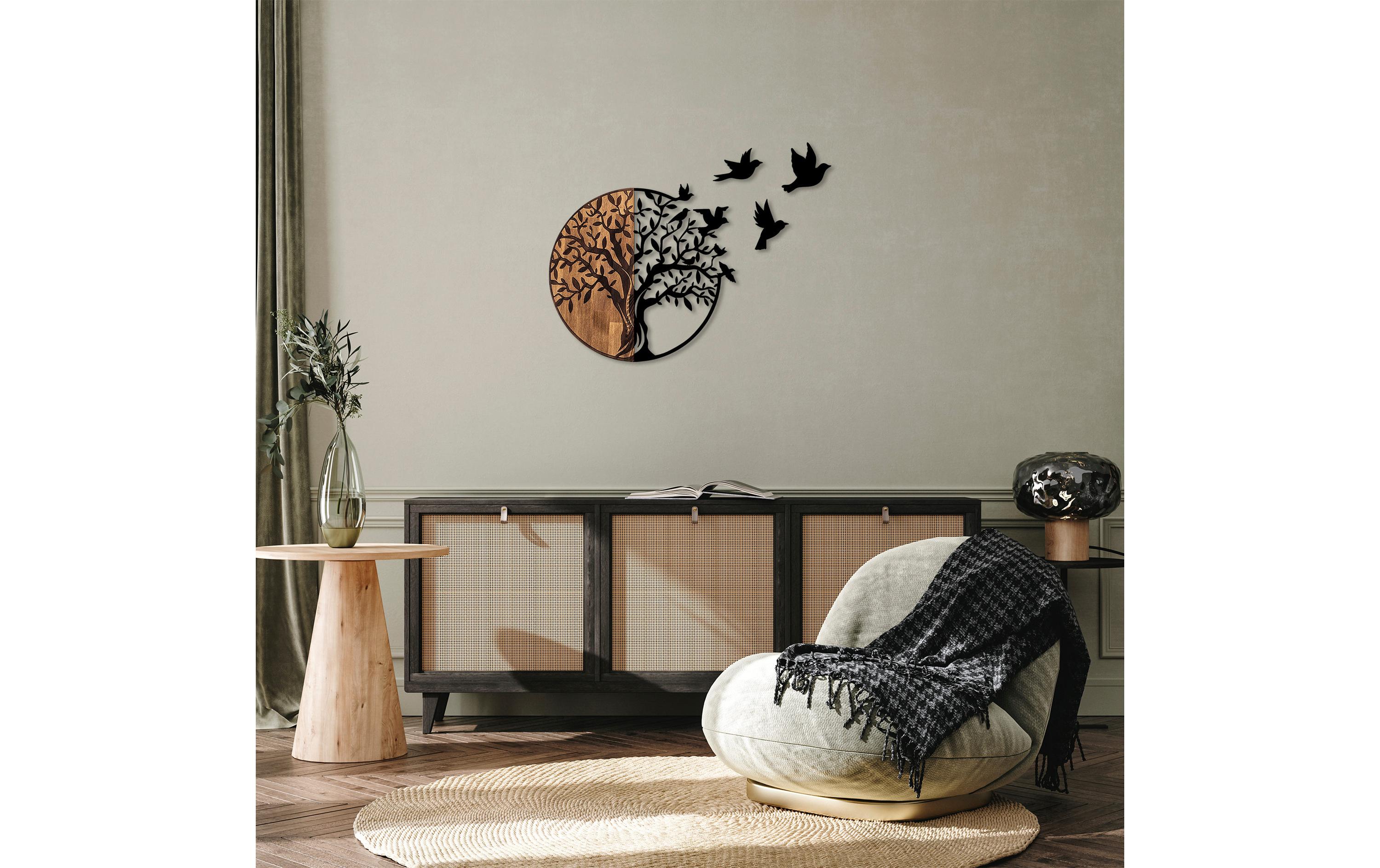Wanddekoration Birds Tree 92 x 71 cmMetall-Wand-Accessoire