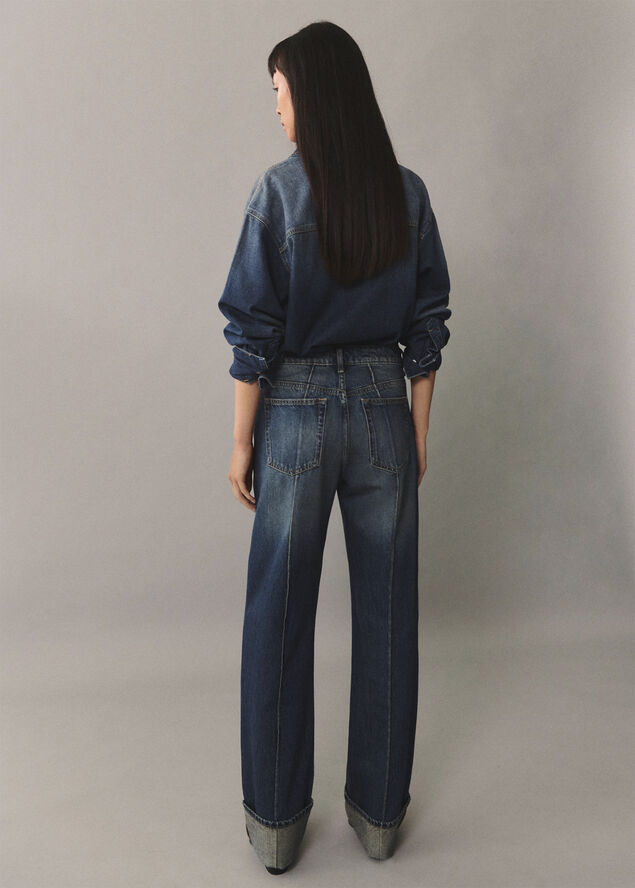 MANGO Oversized denim shirt Open blue