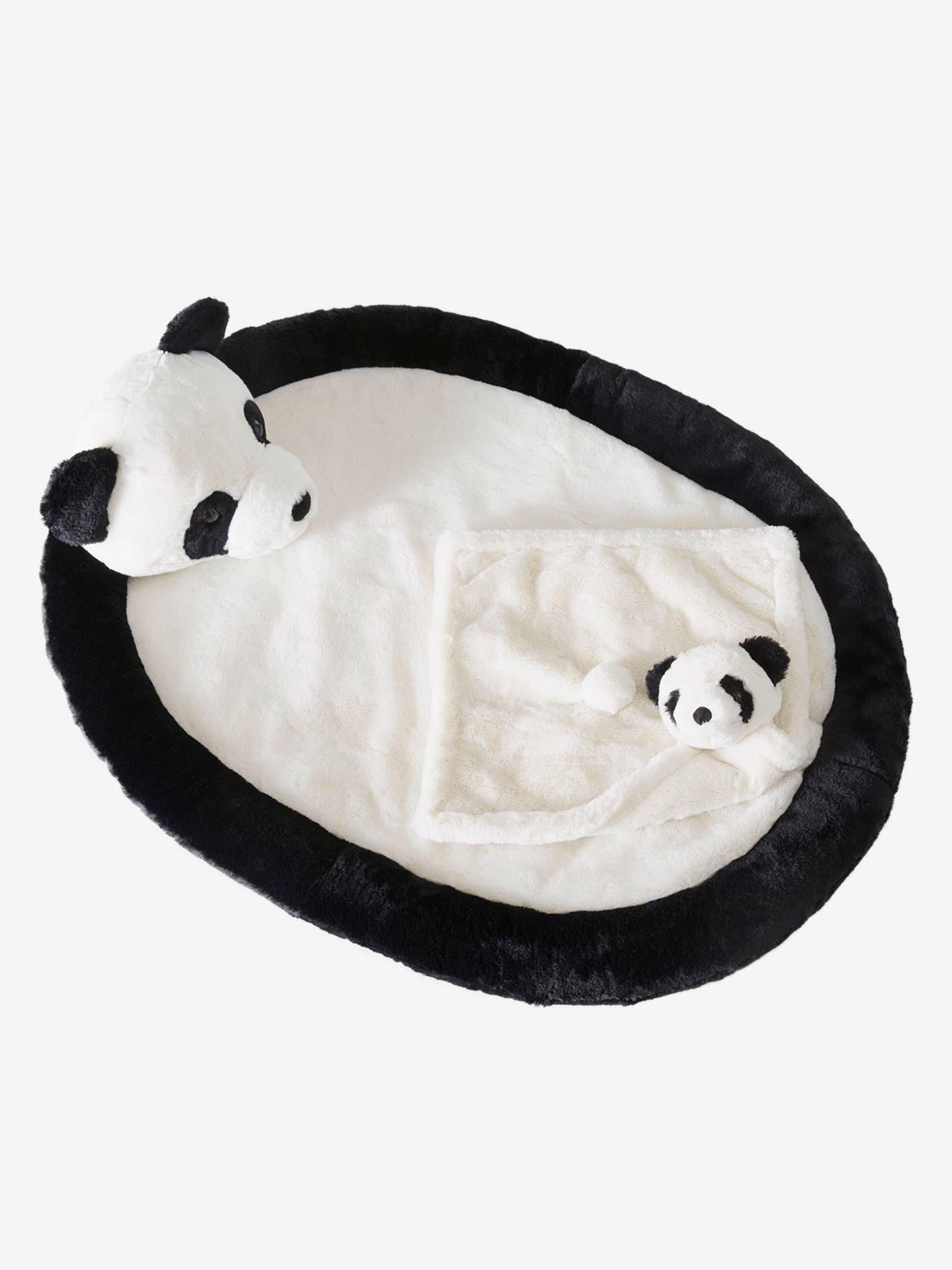Conjunto de área de recreação + dudou panda preto robusto, bicolor/multicolorido