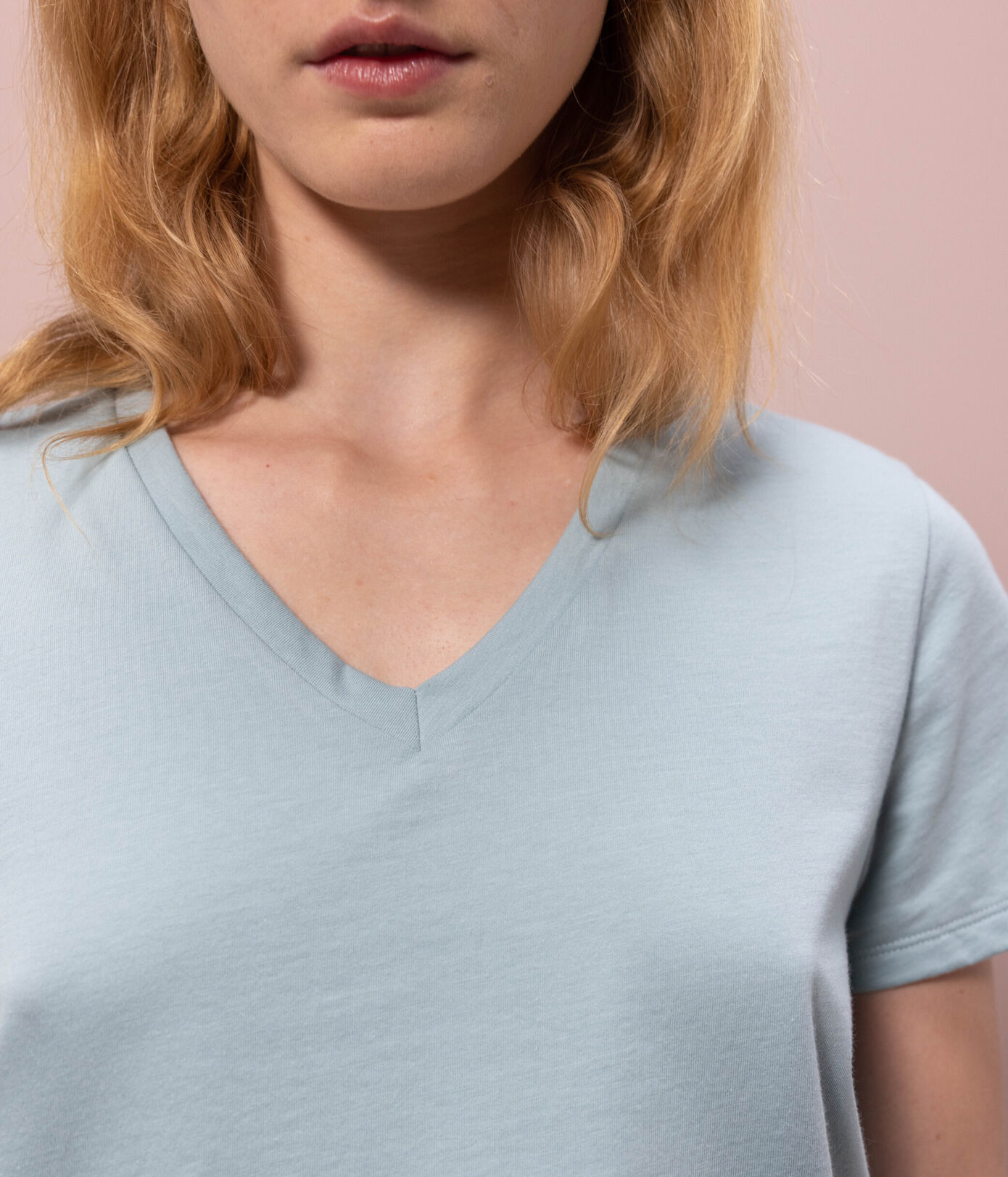 Tee-shirt LE DROIT col V en coton Femme