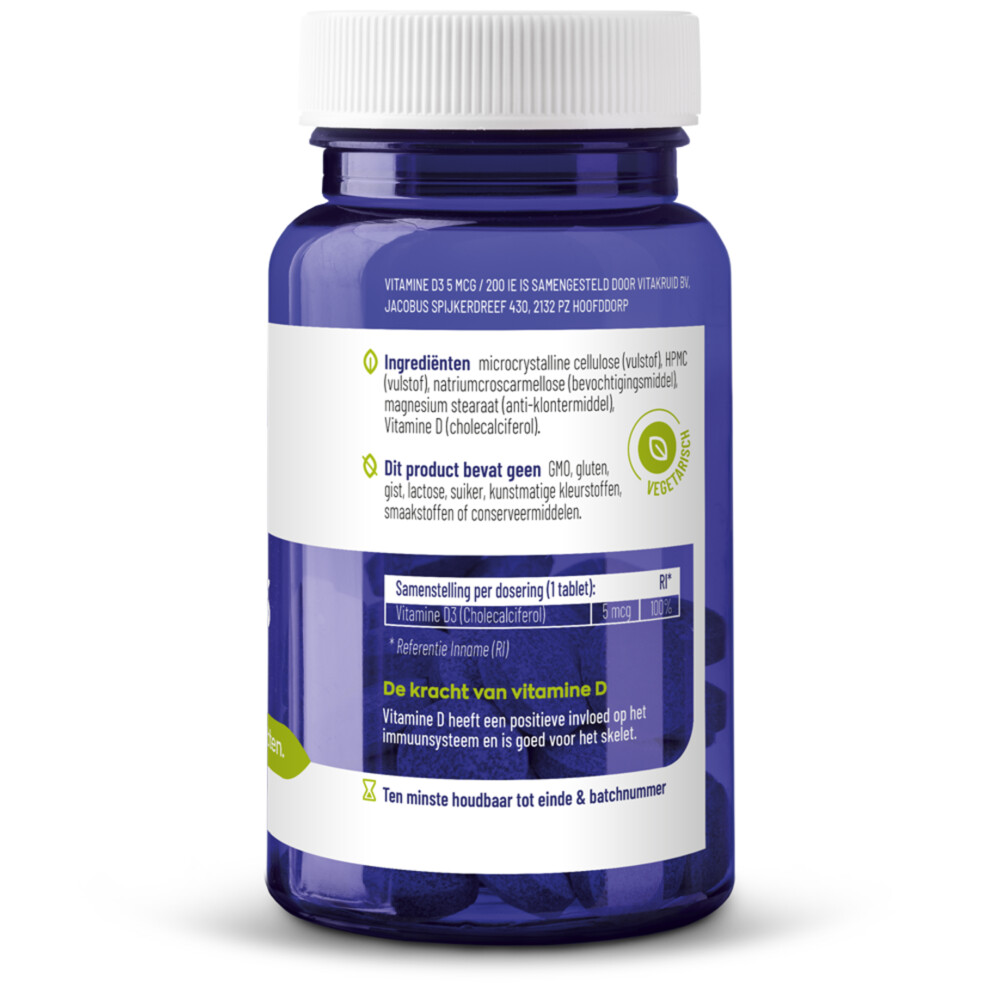 Vitakruid Vitamine D3 -5 mcg 250 tabletten