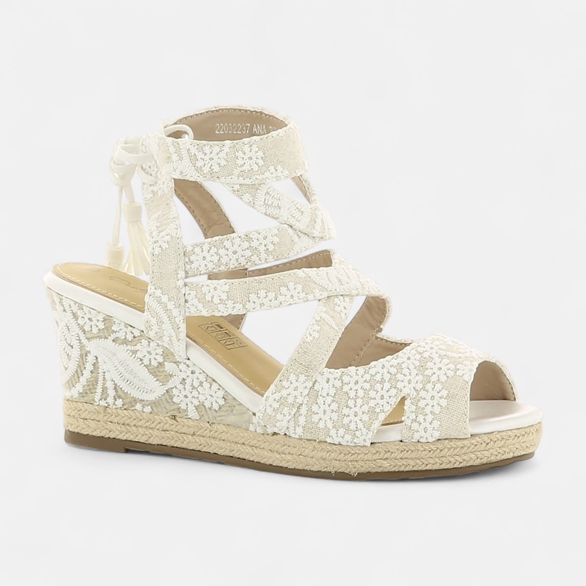 Nu-pieds à talon compensé Femme blanc
