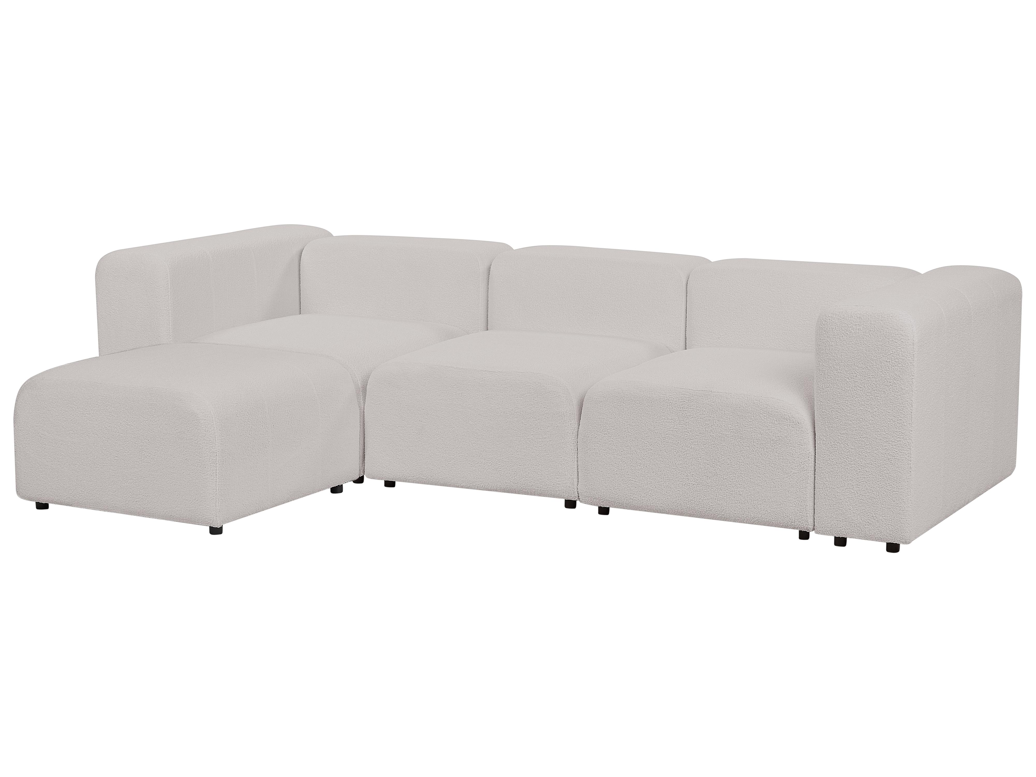 Modulaire bank 3-zits FALSTERBO Bouclé Lichtgrijs met ottomaan