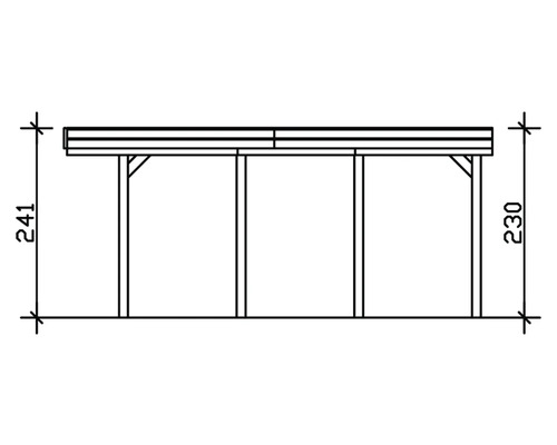 SKAN HOLZ Friesland enkele carport inclusief aluminium dakpanelen en H-paalankers, 397 x 555 cm, notenhout