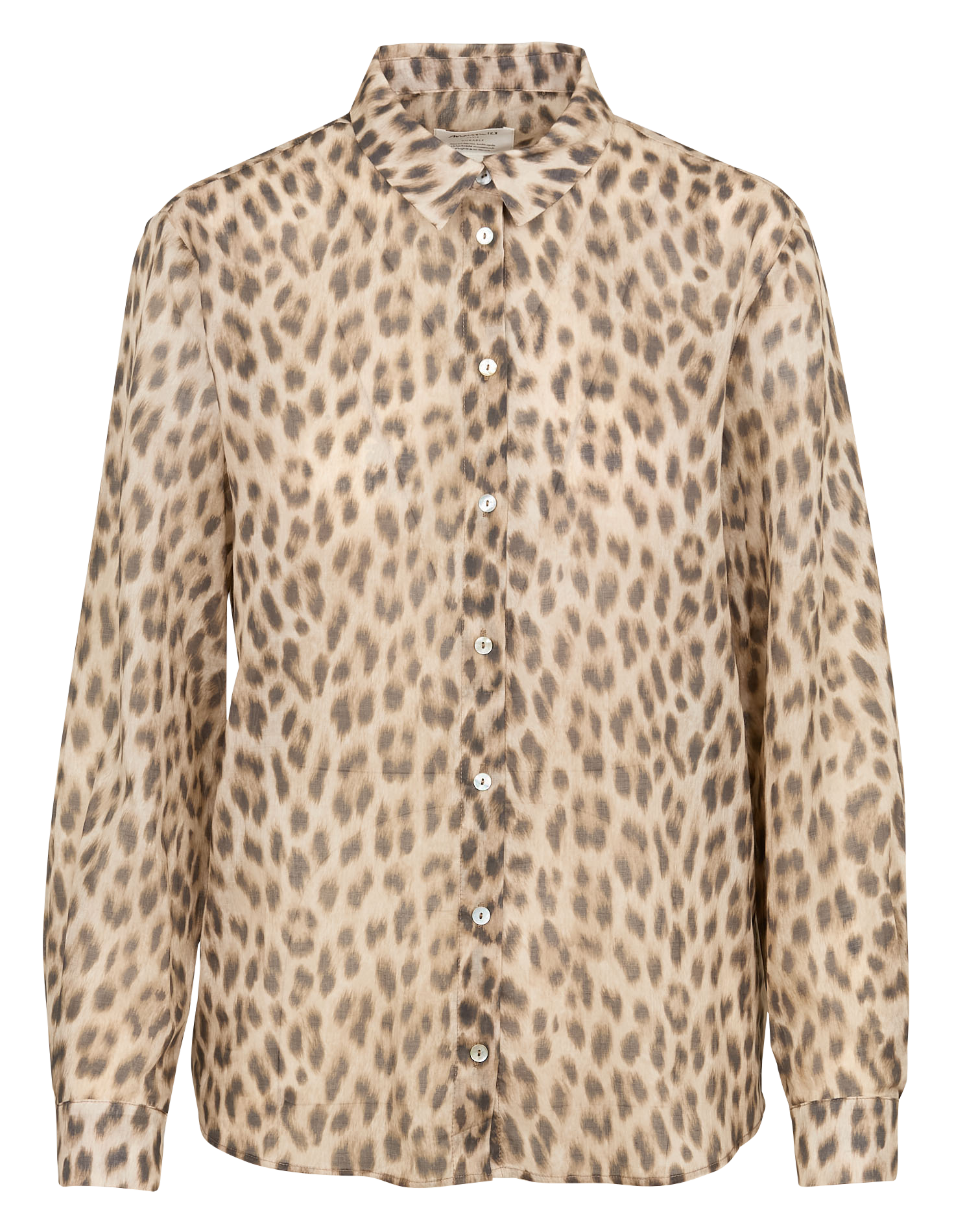 COLETTE - Chemise col classique imprimée léopard en coton | Beige