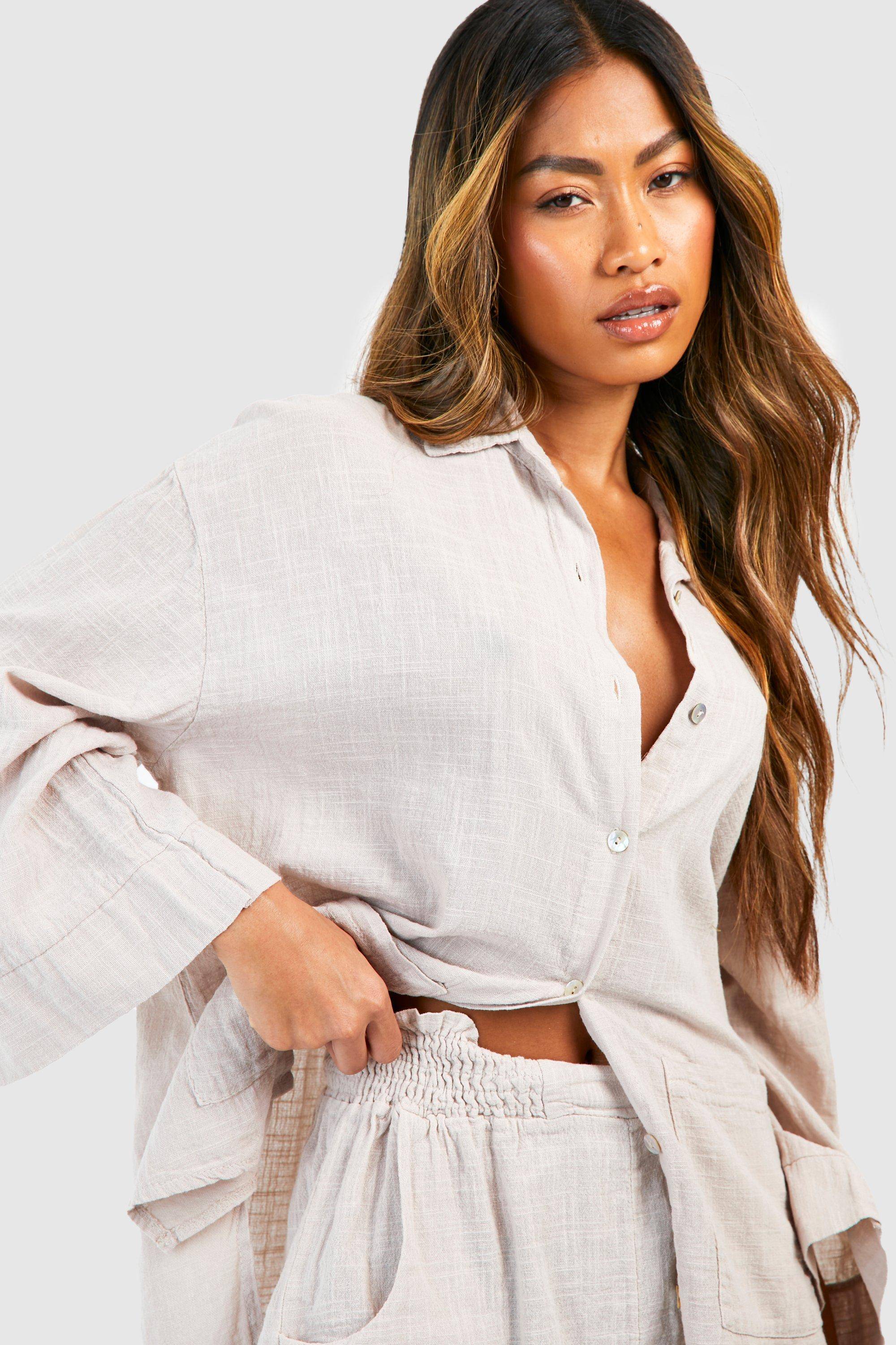 boohoo Chemise surdimensionnée en coton léger texturée