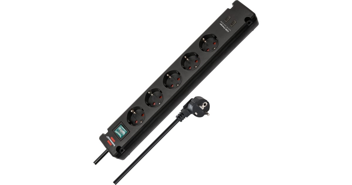BrennenstuhlBremounta stekkerdoos 5-voudig met 2 USB C-laadcontactdozen stekkerdoos  (Zwart, 2x USB C)