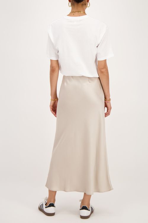 Beige midi satijnen rok