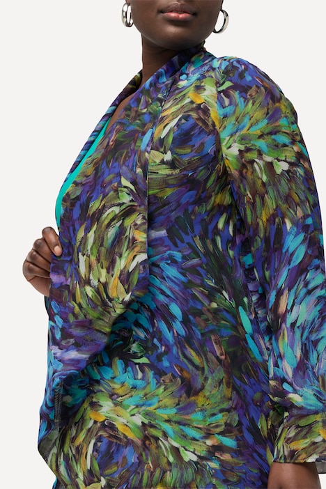 Indoorjacke, Rayon-Chiffon, Wasserfallkragen, Langarm
