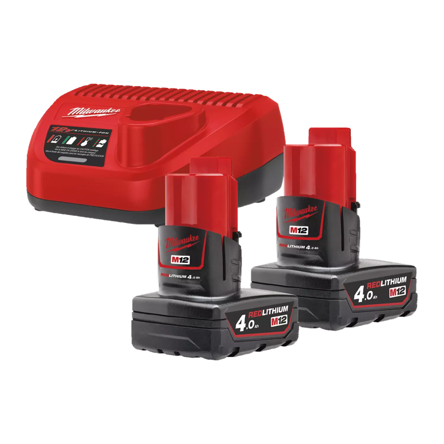 Milwaukee M12 NRG-402 12V Li-Ion Starterset accu's en lader - 4,0Ah