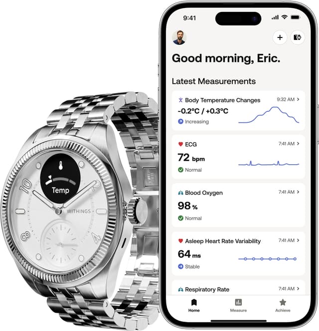 Withings ScanWatch Nova Brilliant hybridur 39 mm (sølv)