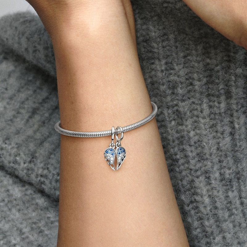 Pandora - Charm Dangle Sparkling Splittable Angel Wings - Hangende Bedel