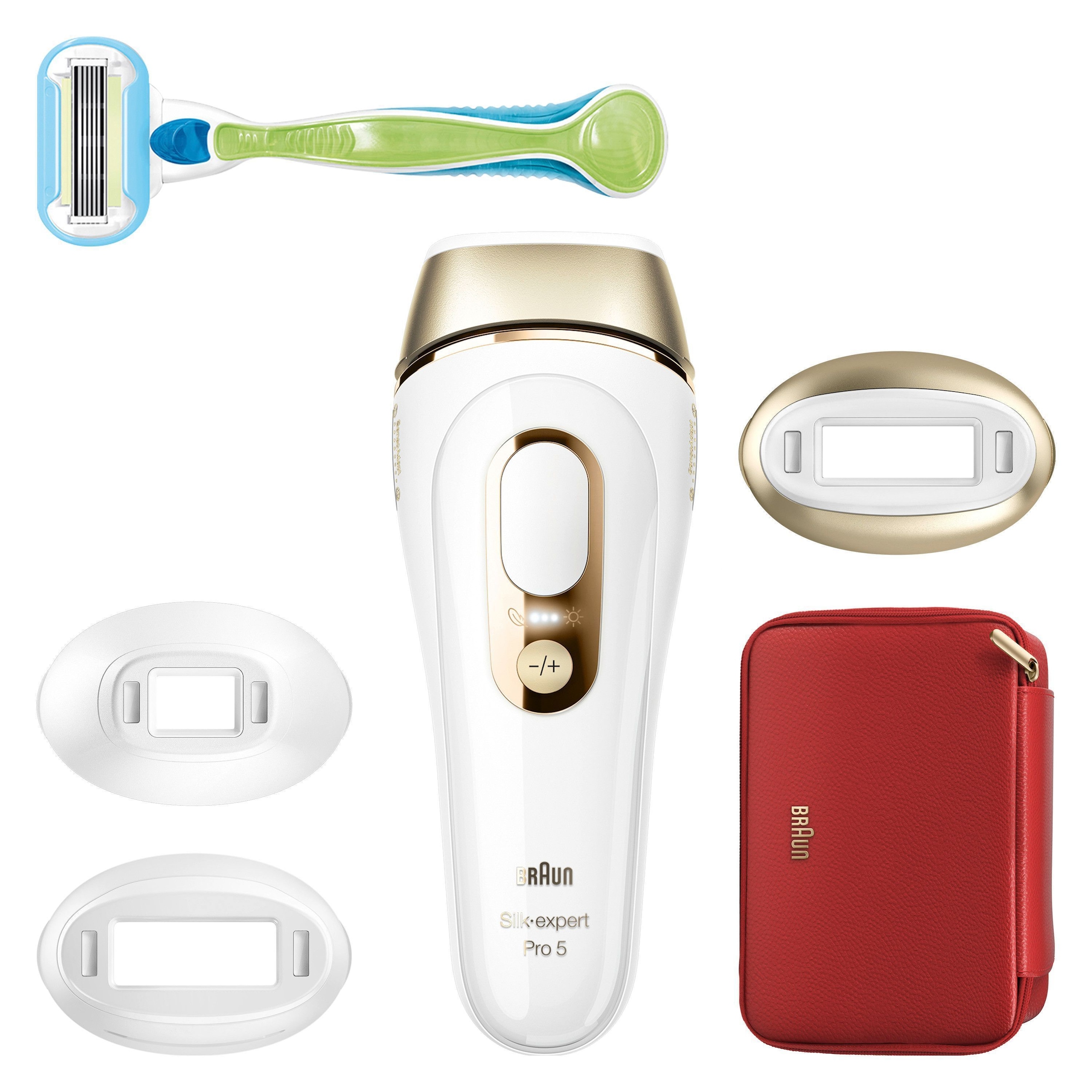 Braun IPL-Haarentferner »Silk·expert Pro 5 PL5262« pro Minute bis zu 125 Lichtimpulse 3 Aufsätze, Aufbewahrungstasche, Venus Rasierer