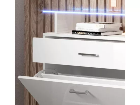 Ensemble d'entrée pour Hall d'entrée Couloir en Blanc avec LED 105x24x89cm Paola