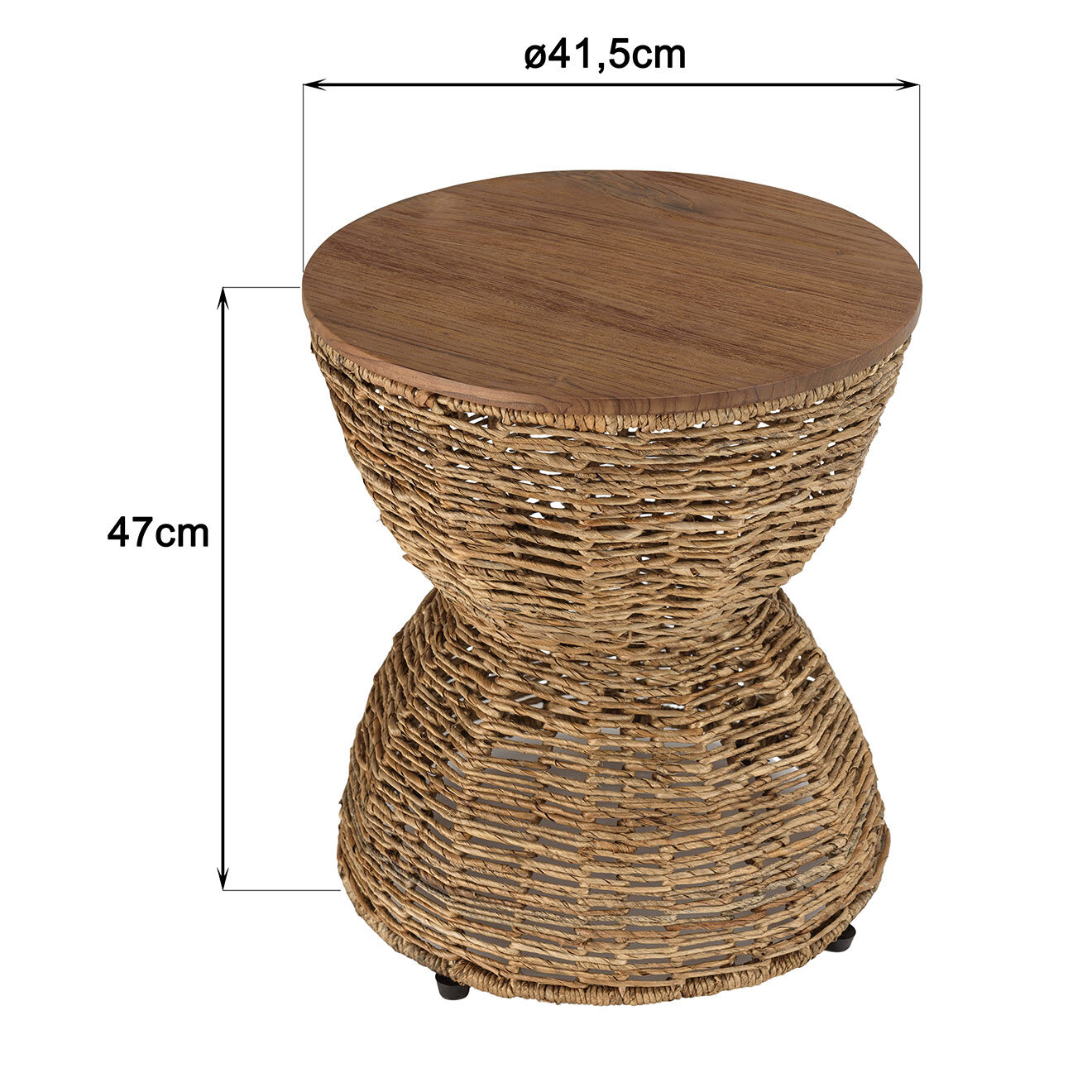 Macabane Tabouret beige assise amovible en bois de teck recyclé Sixtine bois - 41x41x46 cm